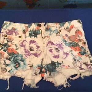 Free People Floral Denim Shorts